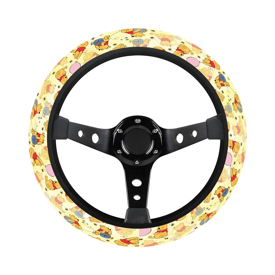 Cartoon Bear Steering Wheel Cover – Universal 15 in
