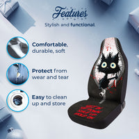 Horror Black Cat Car Seat Covers – Set of 2, Universal Fit