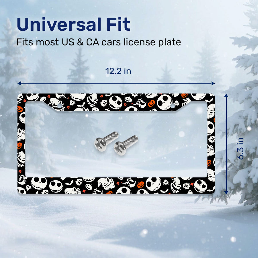 Spooky Skeleton License Plate Frame – Fits Standard US Plates