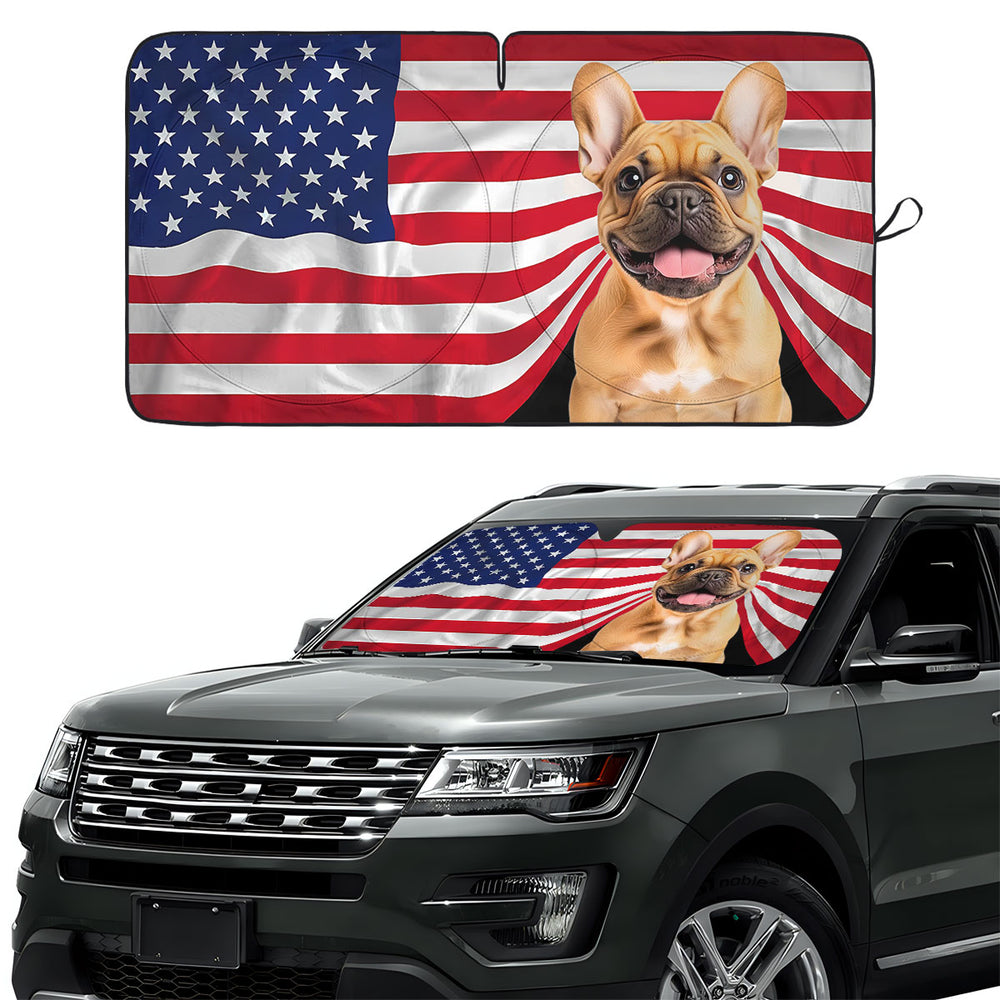 French Bulldog Flag Car Windshield Sun Shade – Foldable UV Heat Shield