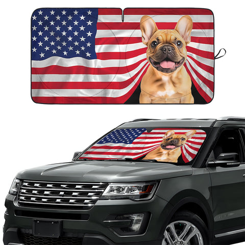 French Bulldog Flag Car Windshield Sun Shade – Foldable UV Heat Shield