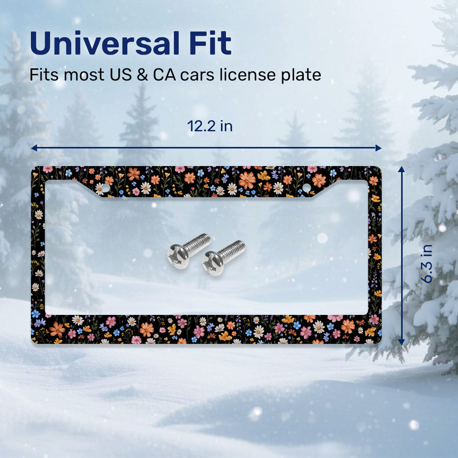 Floral License Plate Frame – Fits Standard US Plates