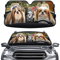 Cute Shih Tzu Dog Family Funny Car Windshield Sun Shade – Foldable UV Heat Shield