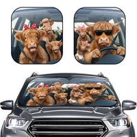 Highland Cow Car Windshield Sun Shade – Foldable UV Heat Shield