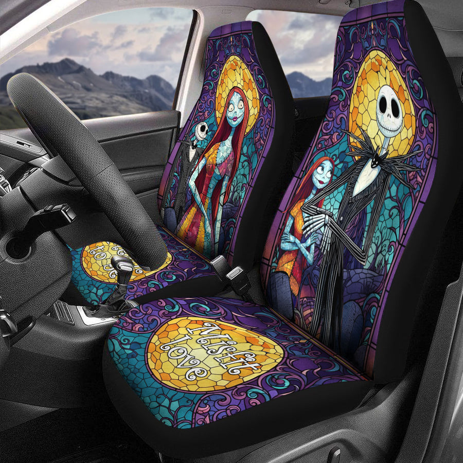 Spooky Skeleton Car Seat Covers – Set of 2, Universal Fit