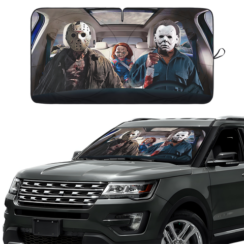 Horror Car Windshield Sun Shade – Foldable UV Heat Shield