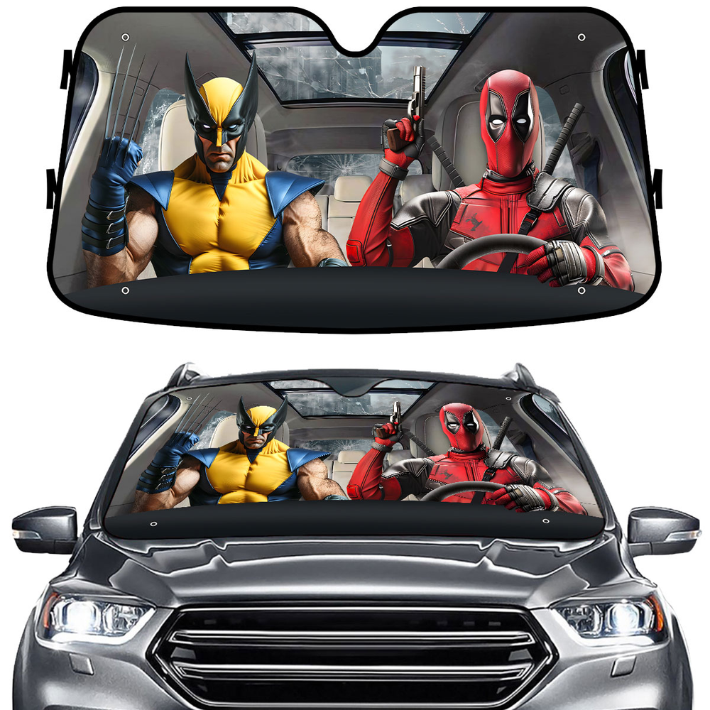 Superhero Car Windshield Sun Shade – Foldable UV Heat Shield