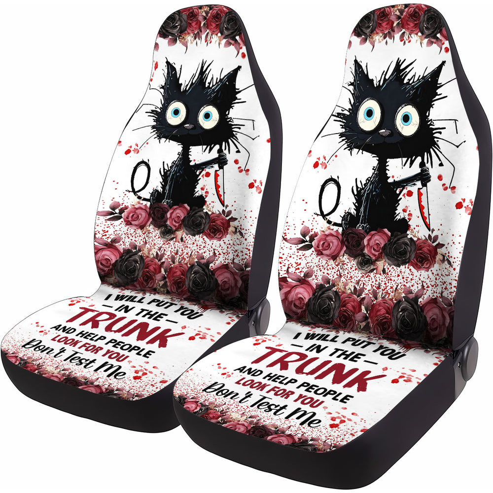 Spooky Black Cat Car Seat Covers – Set of 2, Universal Fit
