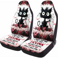 Spooky Black Cat Car Seat Covers – Set of 2, Universal Fit