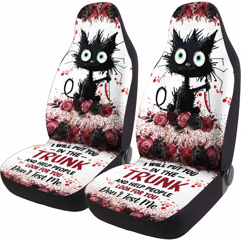 Spooky Black Cat Car Seat Covers – Set of 2, Universal Fit