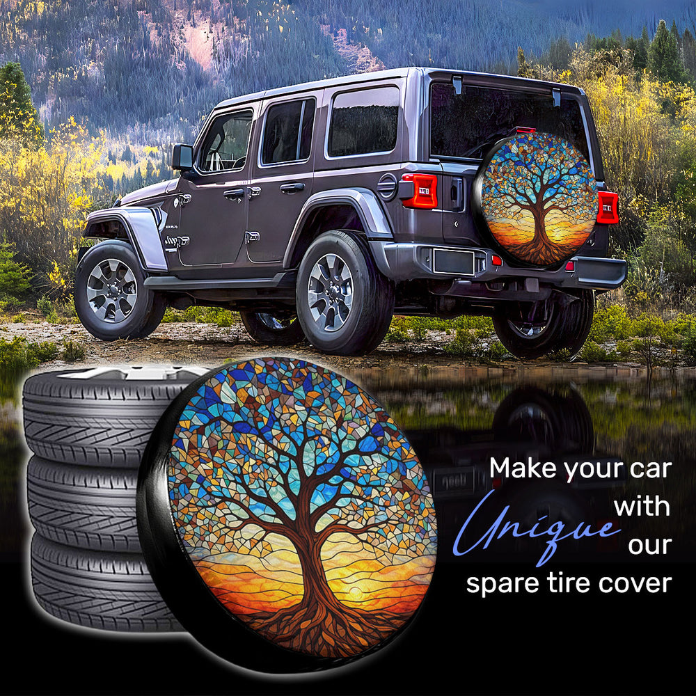 Colorful Tree Spare Tire Cover design view 8