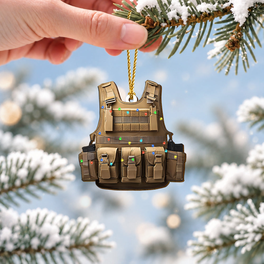 Tactical Vest Wooden Christmas Ornament 2026