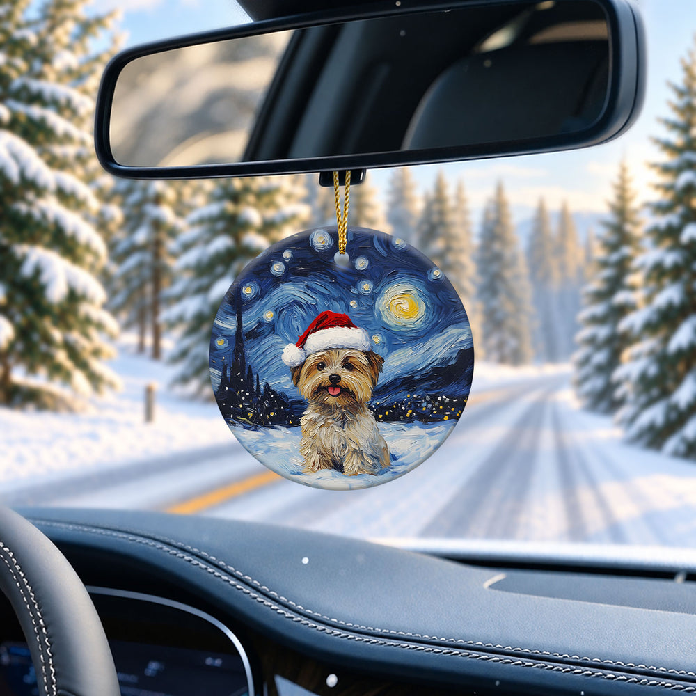 Yorkie Starry Night Ceramic Christmas Ornament 2026