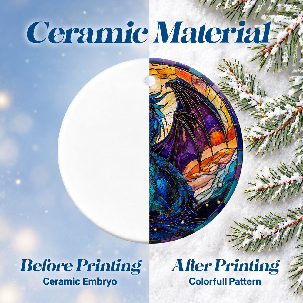 Dragon Stained Glass – Ceramic Christmas Ornament