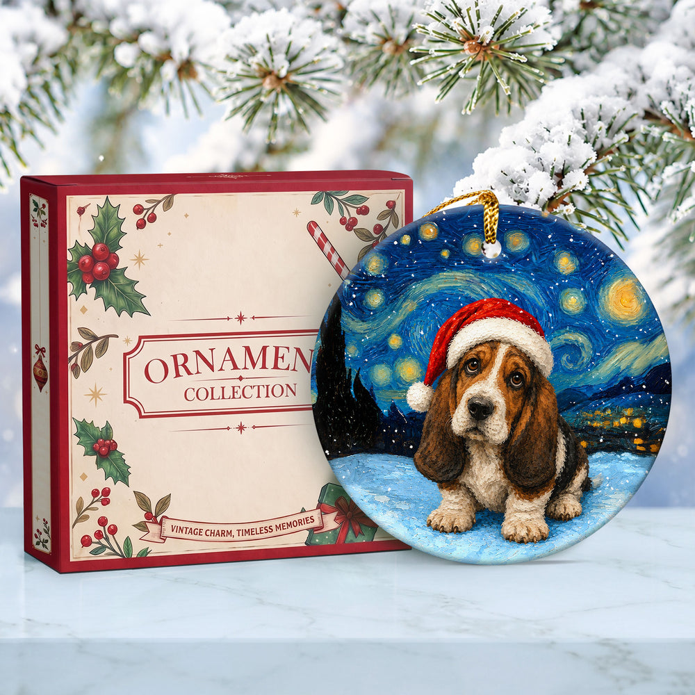 Basset Hound Ceramic Christmas Ornament 2026