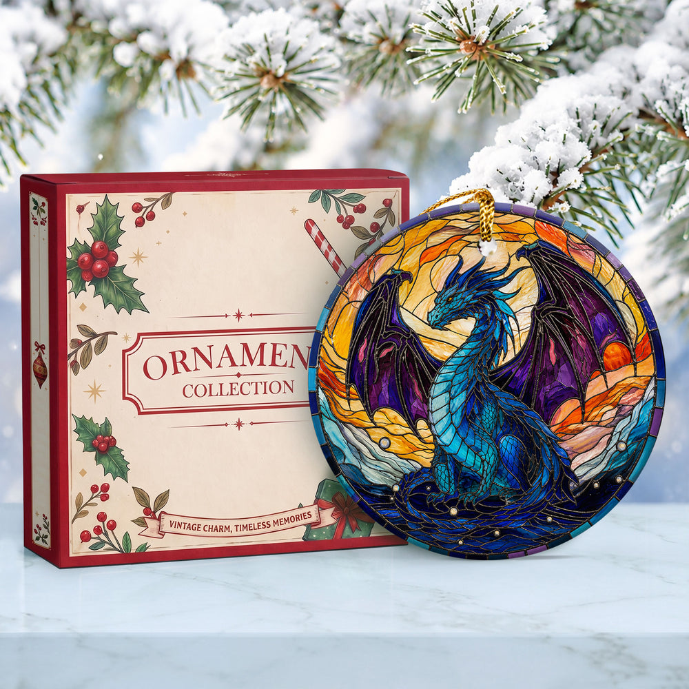 Dragon Stained Glass Ceramic Christmas Ornament 2026