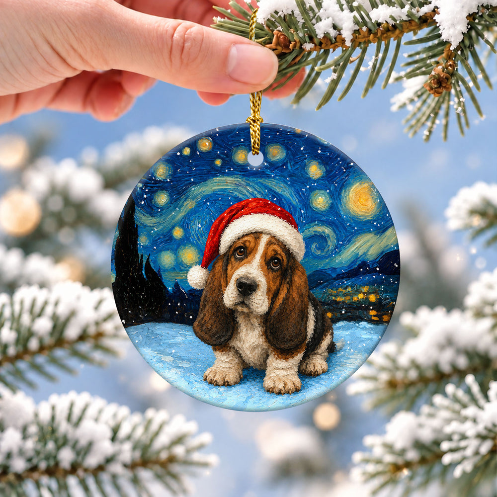 Basset Hound Ceramic Christmas Ornament 2026
