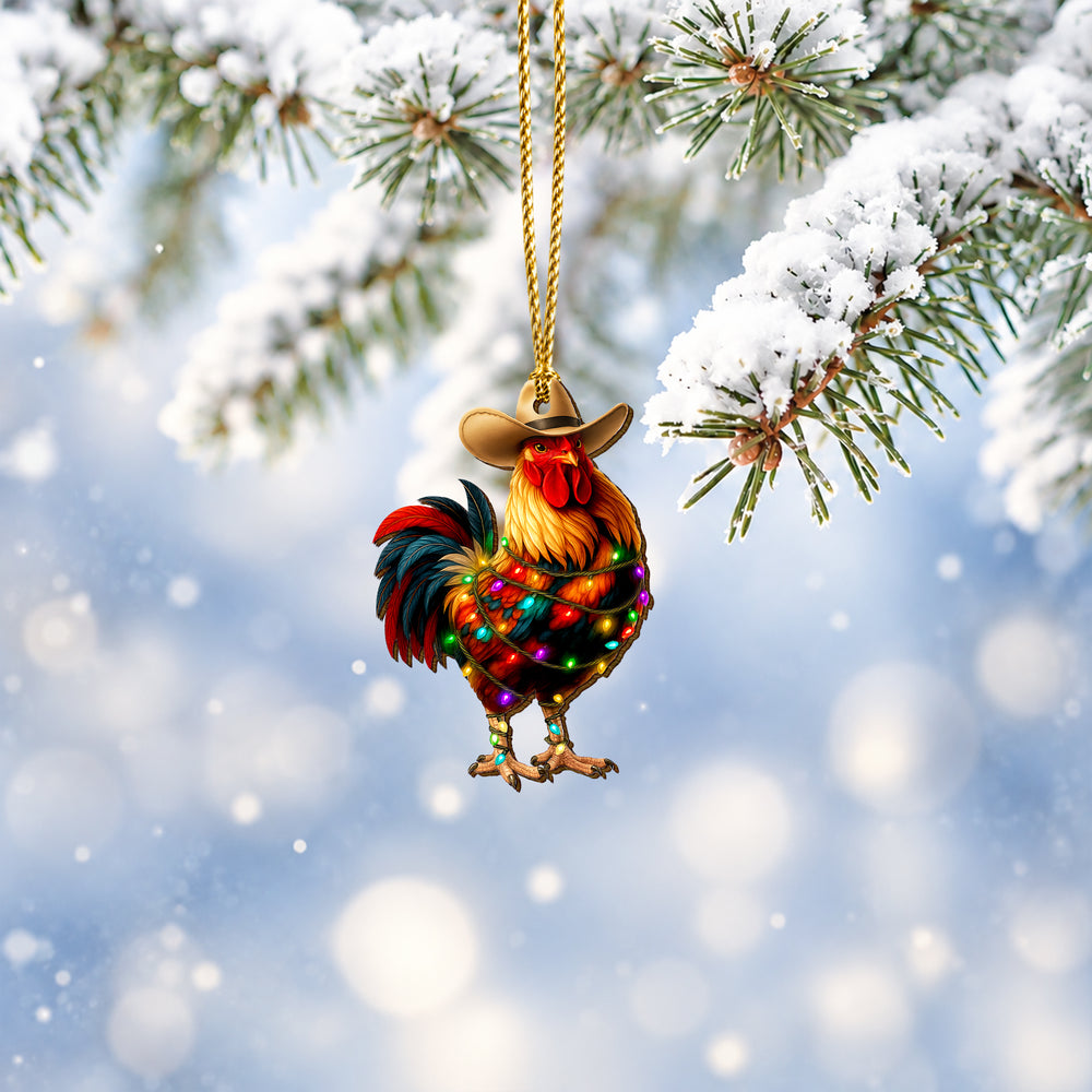 Rooster Wooden Christmas Ornament 2026