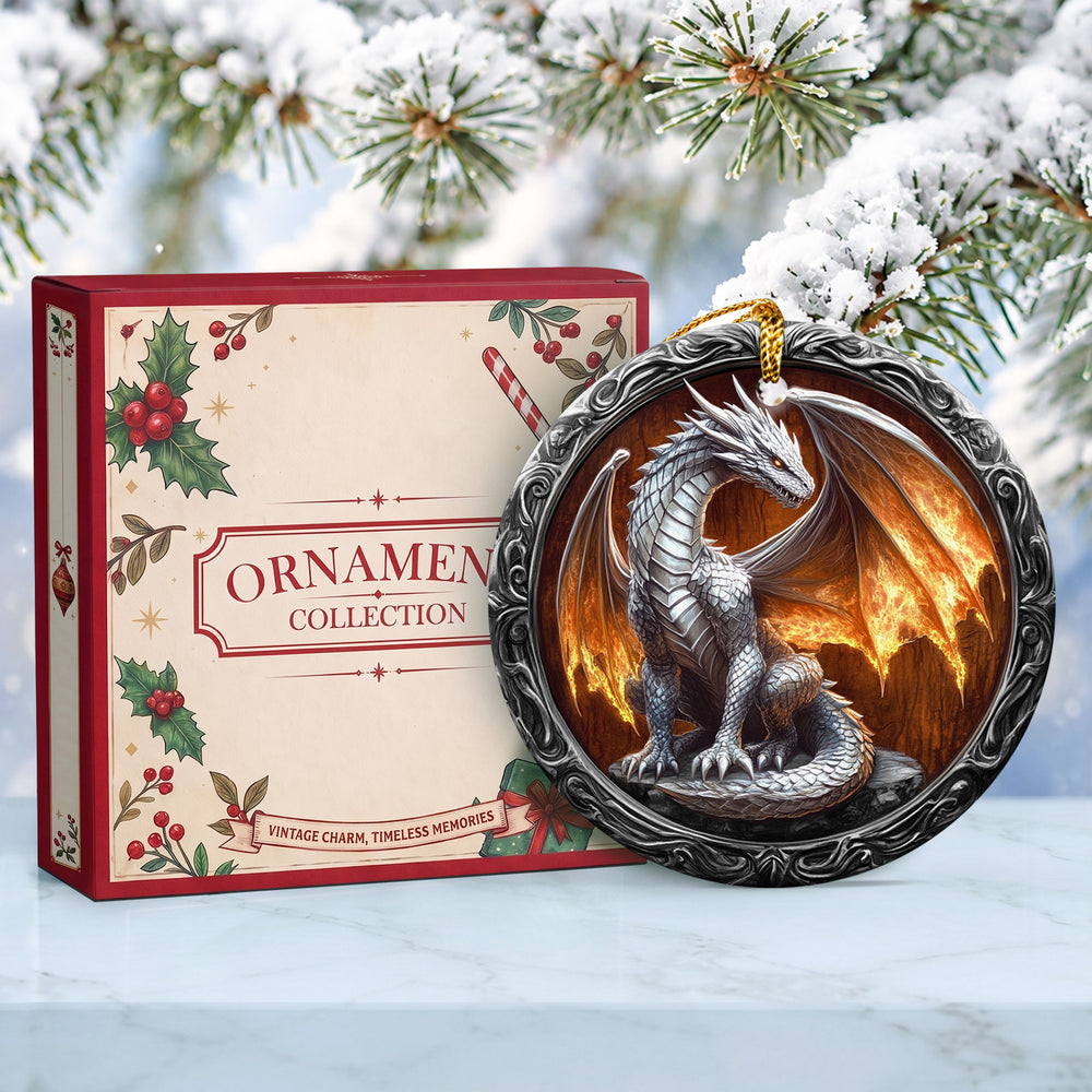 Fire Dragon Ceramic Christmas Ornament 2026