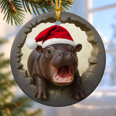 Cute Hippo – Ceramic Christmas Ornament