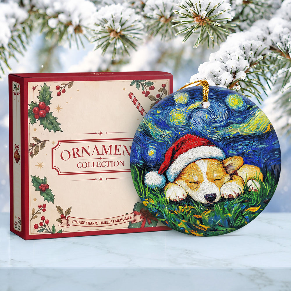 Corgi Starry Sky Ceramic Christmas Ornament 2026