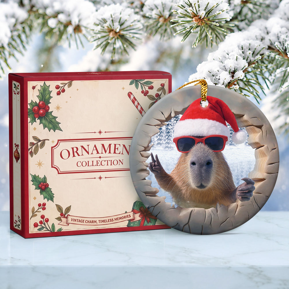 Capybara Santa Ceramic Christmas Ornament 2026