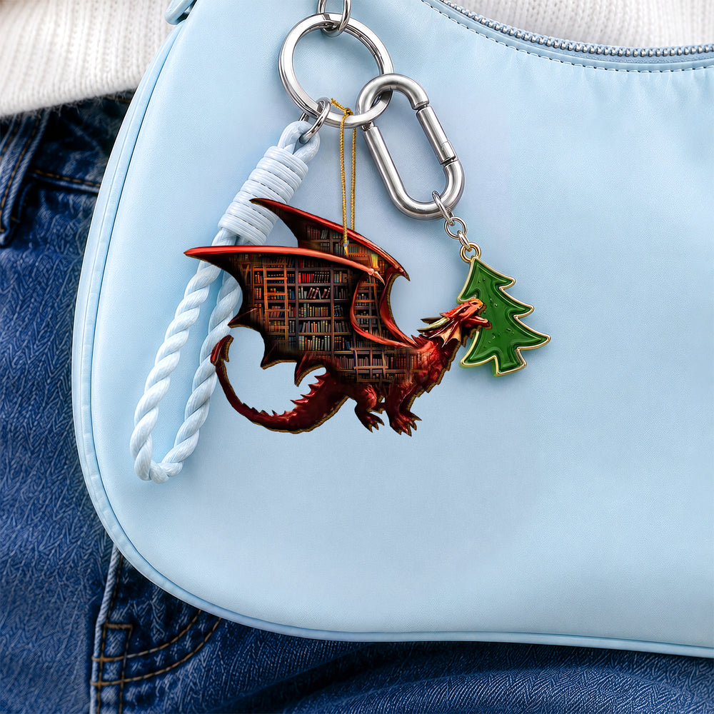 Book Dragon Wooden Christmas Ornament 2026