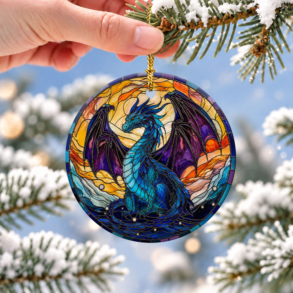 Dragon Stained Glass Ceramic Christmas Ornament 2026