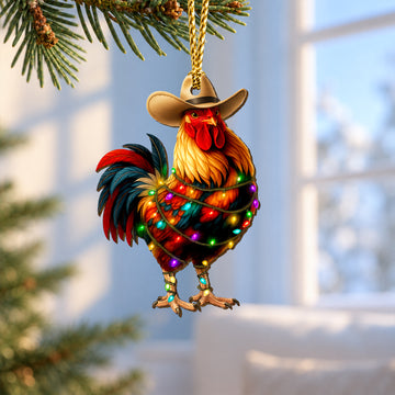 Rooster Wooden Christmas Ornament 2026