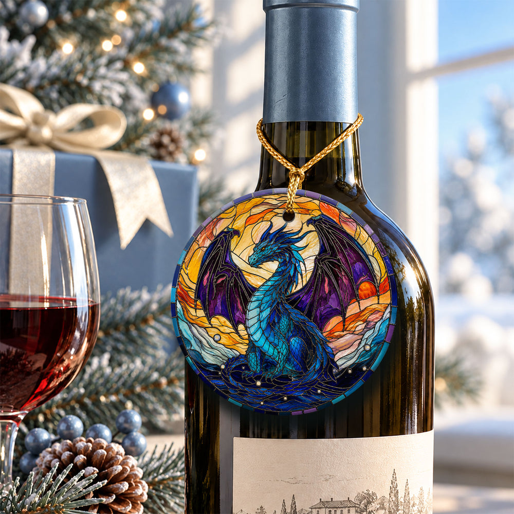 Dragon Stained Glass Ceramic Christmas Ornament 2026
