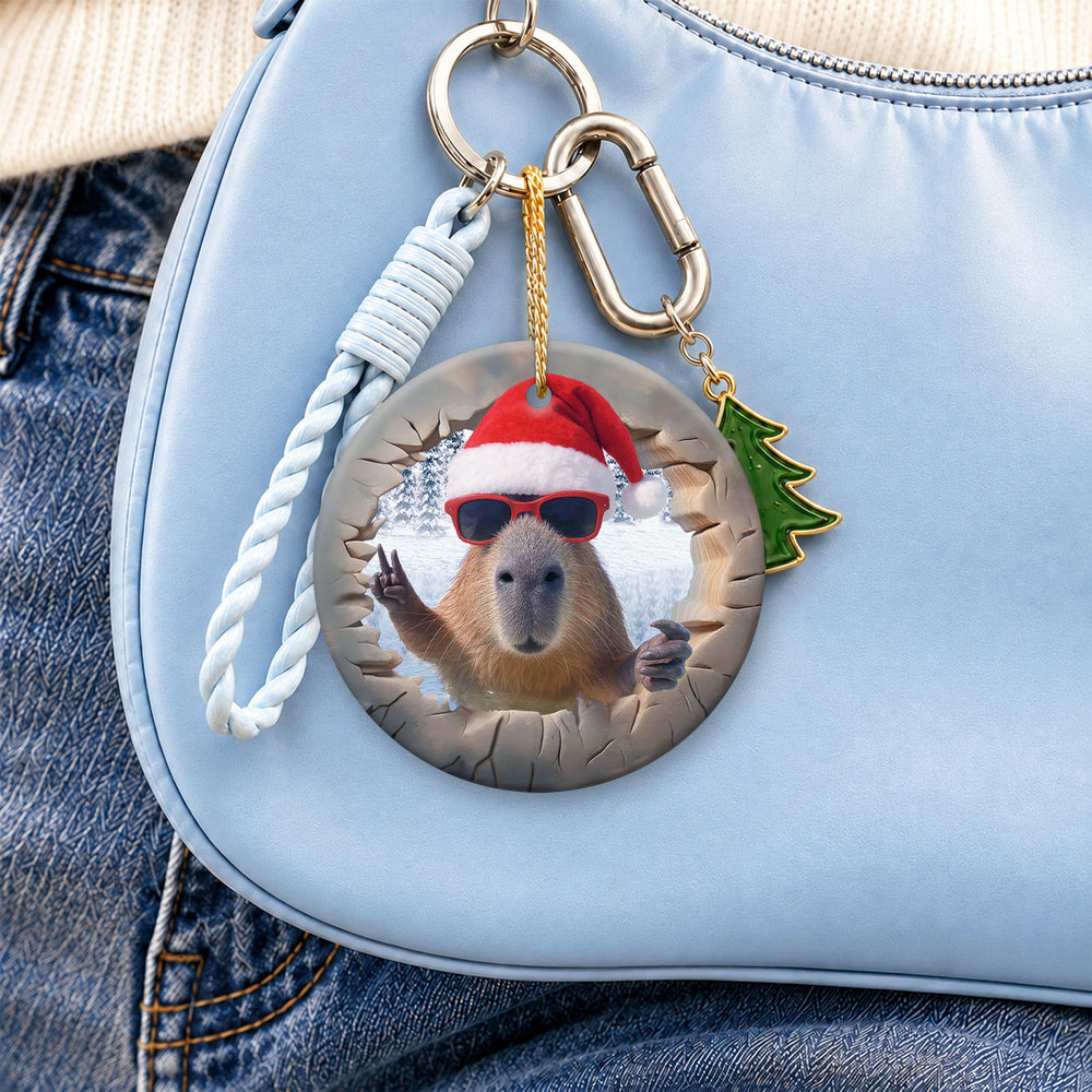 Capybara Santa Ceramic Christmas Ornament 2026